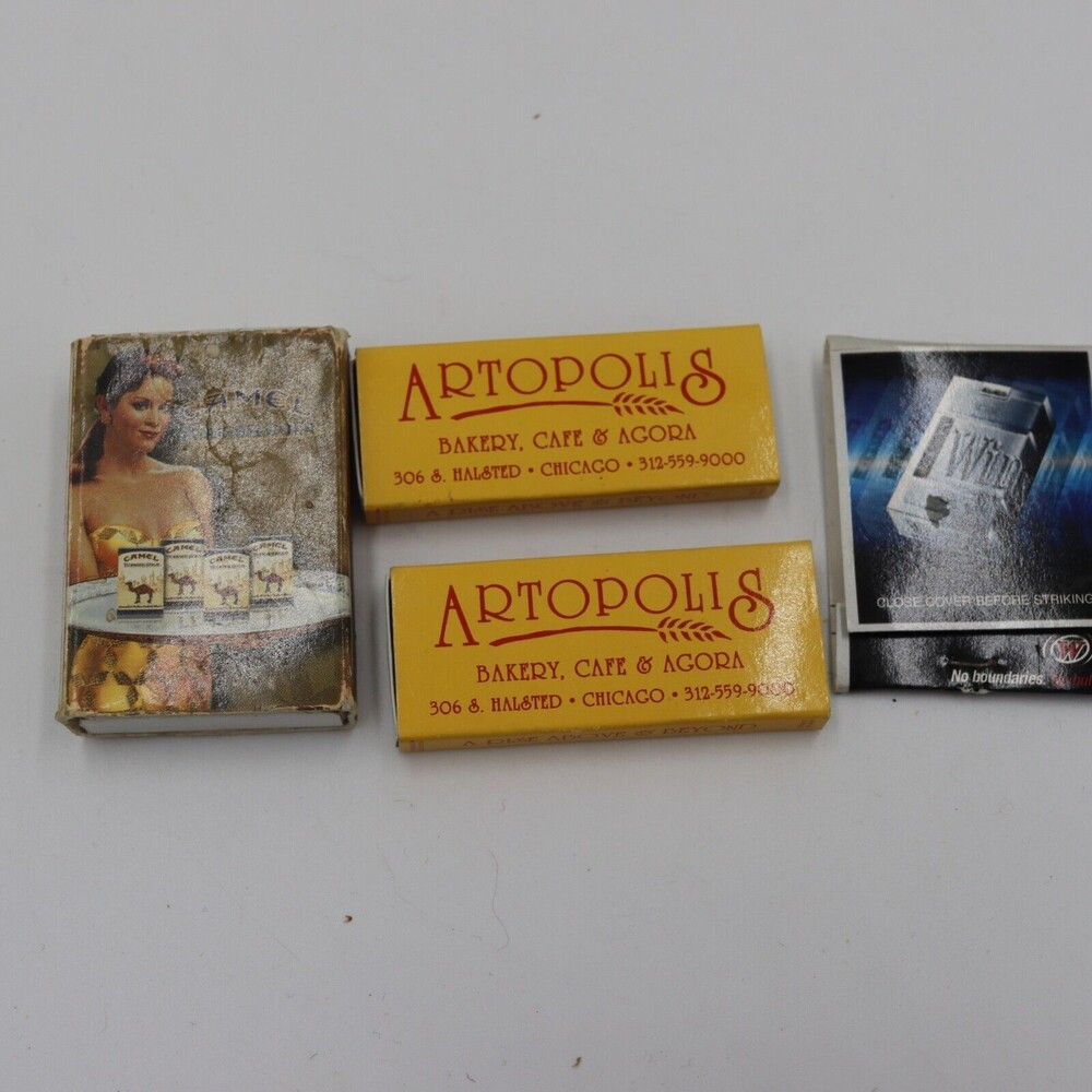 Vintage Camel Winston Artopolis Chicago Matchbooks Lot 4 90s Tobacco Ads
